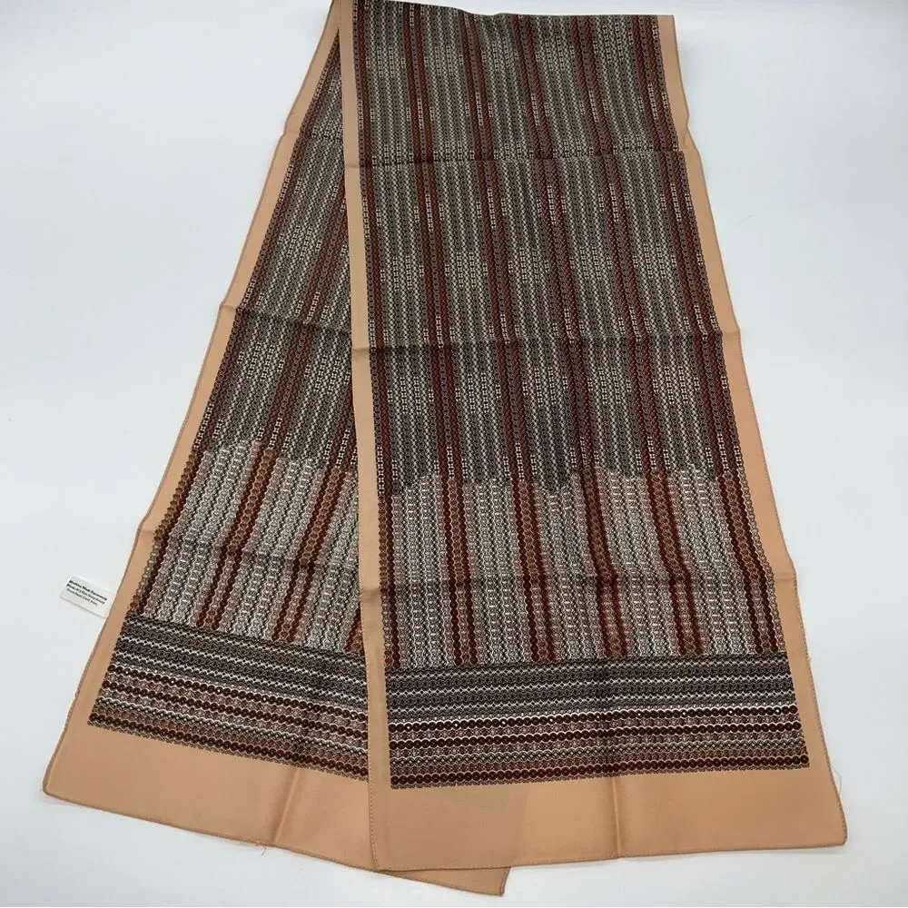 Lot of 3 Elegant Multicolor Silky Long Scarves Blue/Tan/Mauve